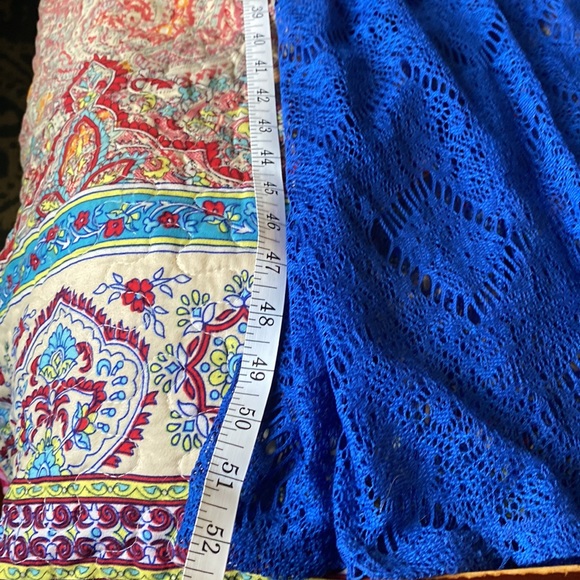 Beautiful long blue lace dress with under slip sheer lace bottom - Picture 12 of 15